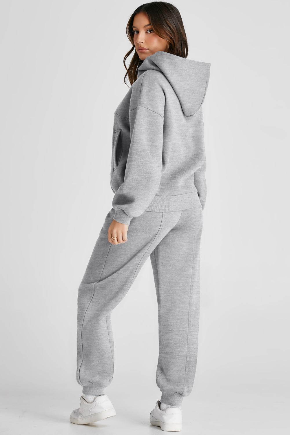 Dropped Shoulder Long Sleeve Hoodie and Pants Active Set - Hovatok