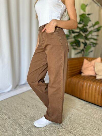 RFM Full Size High Rise Garment Dye Wide Leg Jeans - Hovatok