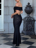 Devine Backless Lace Off-Shoulder Maxi Dress - Hovatok