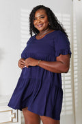 Mandy V-Neck Flounce Sleeve Tiered Dress - Hovatok