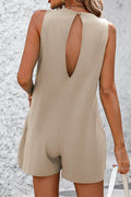 Mandy Round Neck Sleeveless Front Pocket Romper - Hovatok