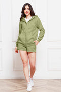 Zip Up Drawstring Hoodie and Shorts Set - Hovatok