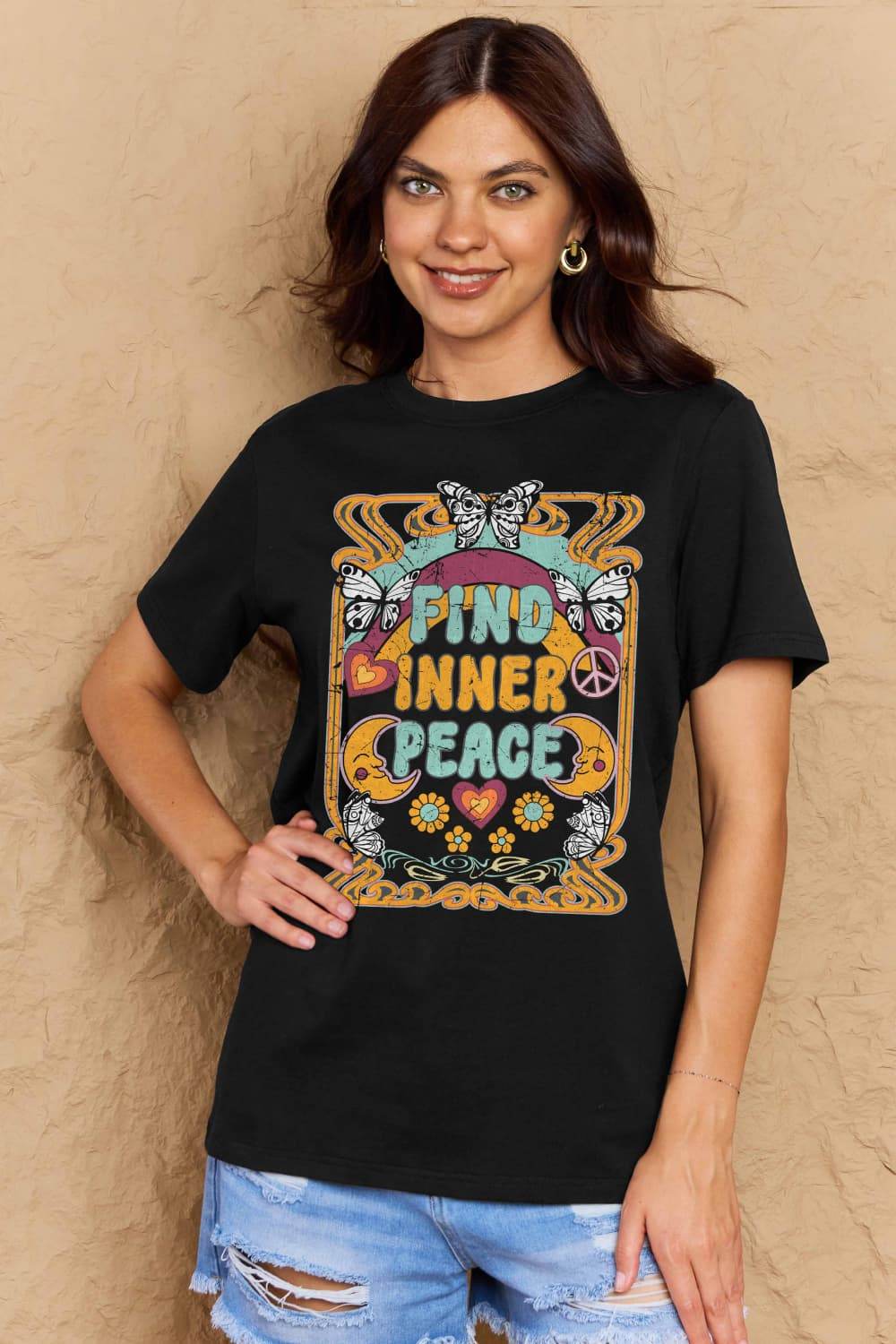 Simply Love Full Size FIND INNER PEACE Graphic Cotton T-Shirt - Hovatok