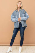 And The Why Full Size Paisley Print Quilted Sleeves Denim Jacket - Hovatok
