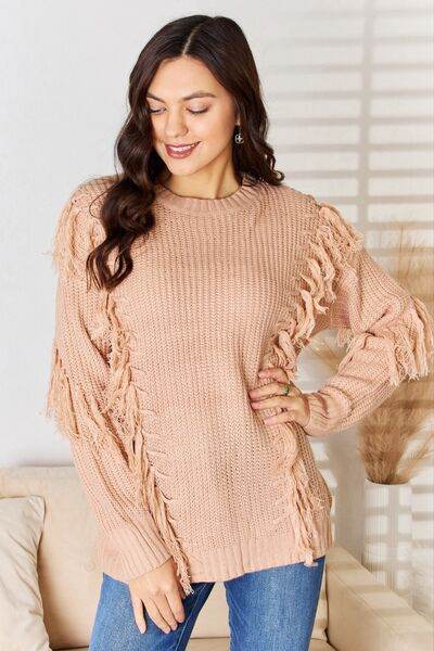 And The Why Tassel Detail Long Sleeve Sweater - Hovatok