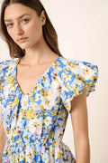 Mittoshop Floral V-Neck Cap Sleeve Mini Dress - Hovatok