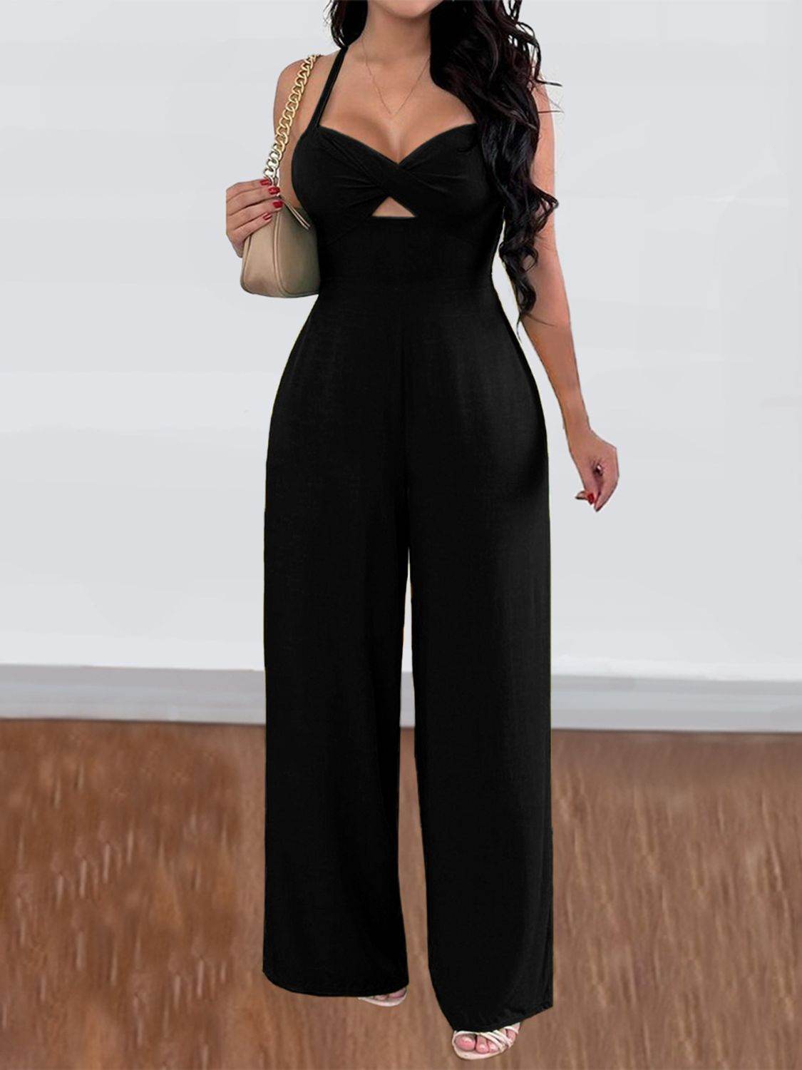 Devine Tie Back Backless Crisscross Jumpsuit - Hovatok