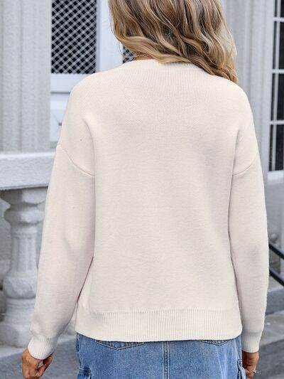 Angel Wings Bow Graphic Round Neck Long Sleeve Sweater - Hovatok