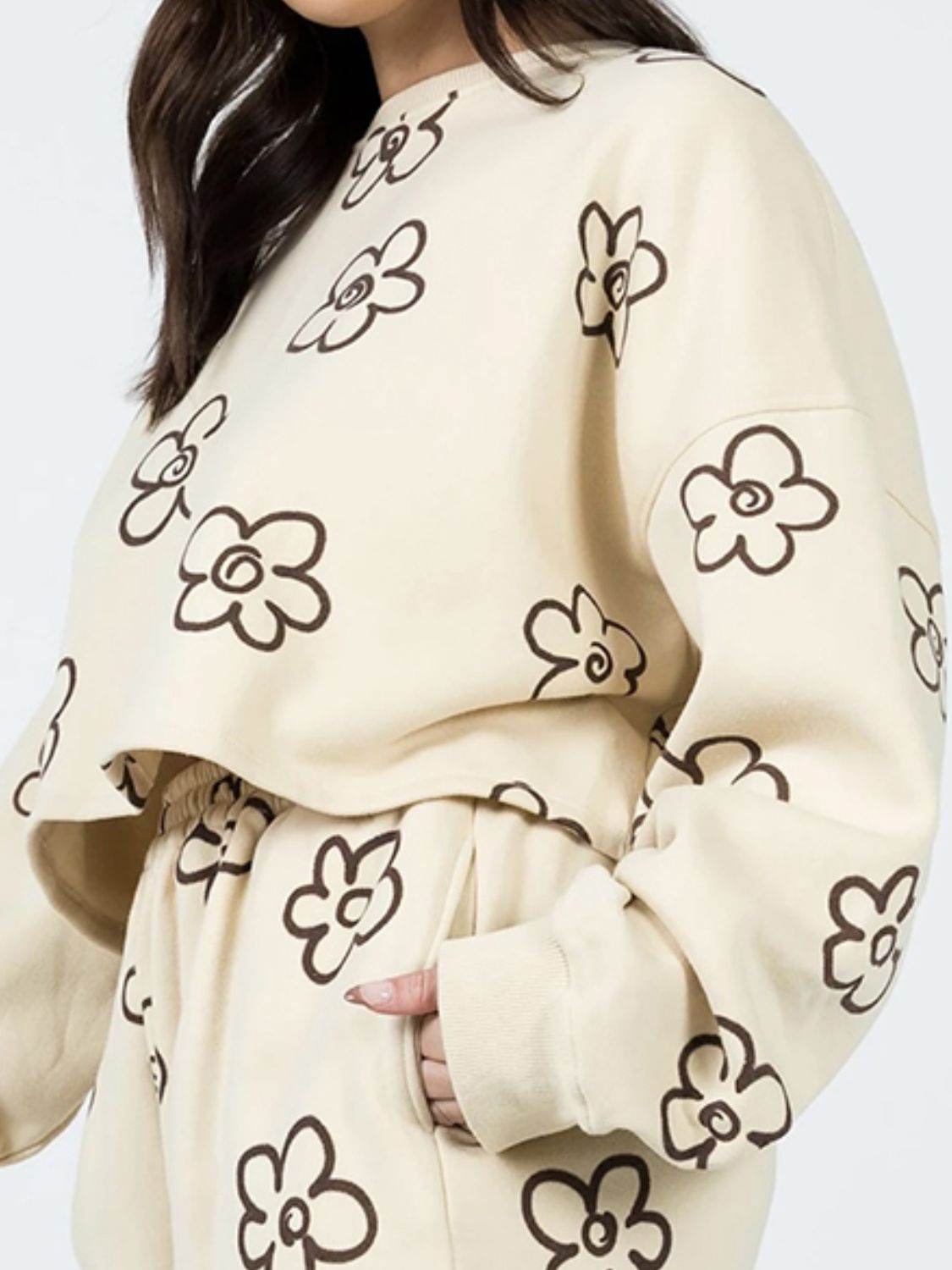 Floral Dropped Shoulder Sweatshirt and Shorts Set - Hovatok