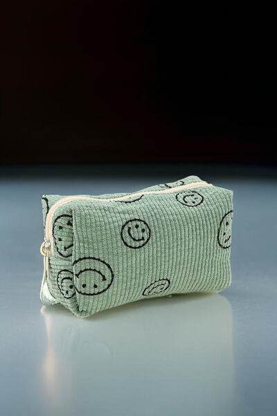 Zenana Smiley Face Corduroy Cosmetic Pouch - Hovatok