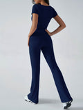Devine Short Sleeve Top and Bootcut Legging Set - Hovatok