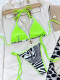 Zebra Print Halter Neck Bikini Set - Hovatok