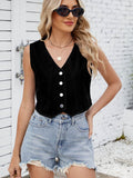 V-Neck Button Down Denim Vest - Hovatok