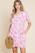BOMBOM Floral Button Down Mini Dress - Hovatok