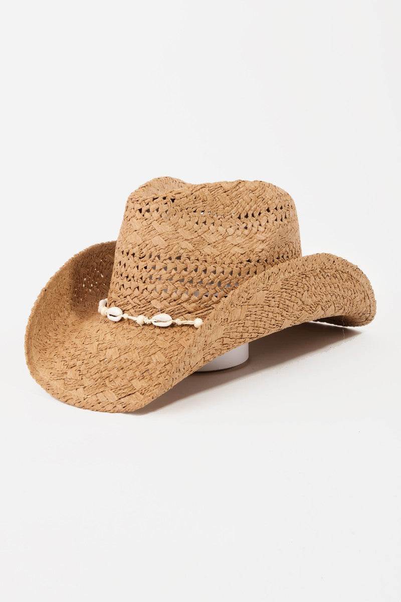 Fame Openwork Shell Weave Straw Hat - Hovatok