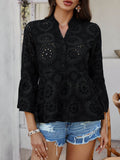 Devine Half Button Flounce Sleeve Peplum Blouse - Hovatok