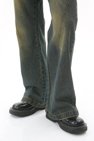 Decorative Seam Jeans with Pockets - Hovatok