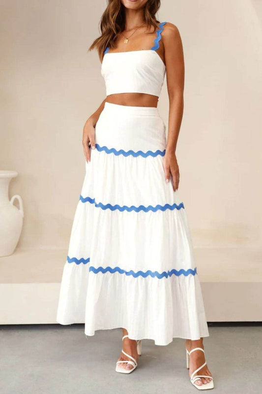 Contrast Trim Cami and Maxi Skirt Set - Hovatok