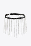 Fringed Chain PU Leather Belt - Hovatok
