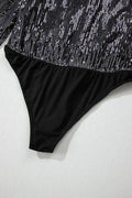 Sequin Surplice Long Sleeve Bodysuit - Hovatok