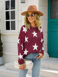 Angel Wings Star Round Neck Dropped Shoulder Sweater - Hovatok