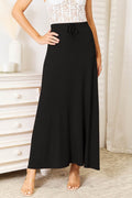 Double Take Full Size Soft Rayon Drawstring Waist Maxi Skirt - Hovatok