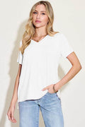 Basic Bae Bamboo Full Size V-Neck High-Low T-Shirt - Hovatok