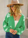 Angel Wings Flower Open Front Long Sleeve Cardigan - Hovatok