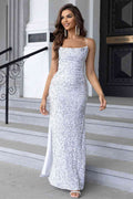 Sequin Backless Split Maxi Dress - Hovatok
