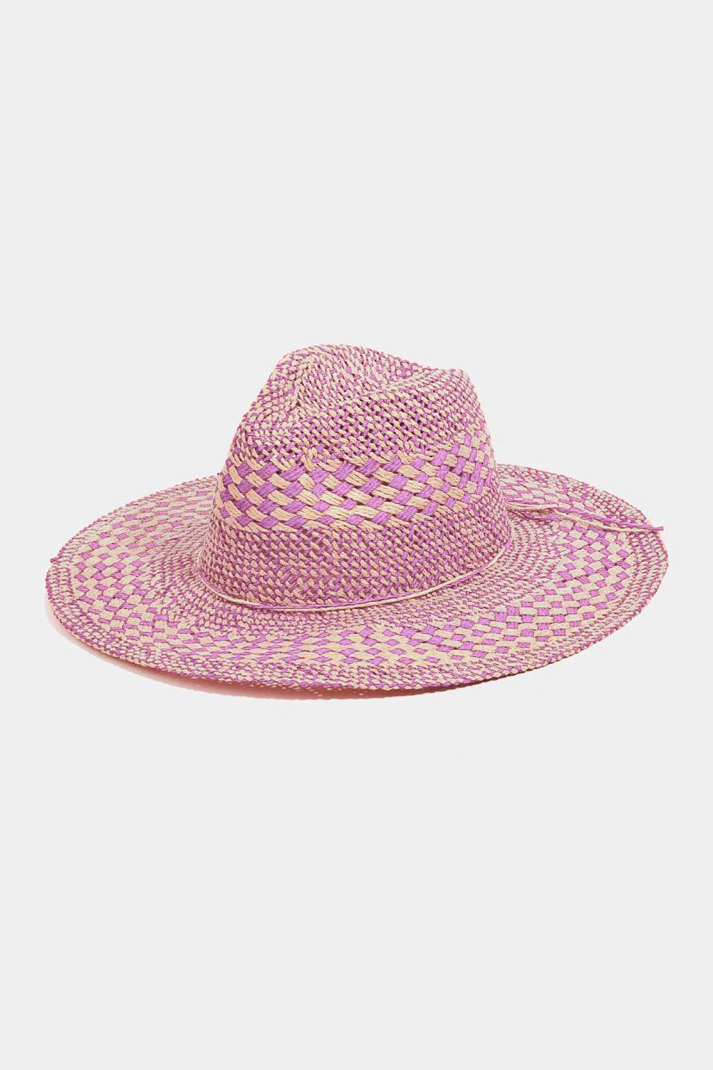 Fame Checkered Straw Weave Sun Hat - Hovatok