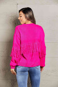 Angel Wings Fringe Trim Open Front Cardigan - Hovatok