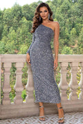 One-Shoulder Long Sleeve Dress - Hovatok