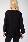 Celeste Full Size Notched Three-Quarter Sleeve Blouse - Hovatok