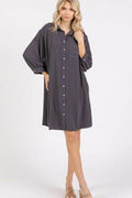 Mittoshop Airflow 3/4 Sleeve Buttoned Shirt Mini Dress - Hovatok