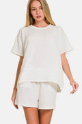 Zenana Rib Short Sleeve T-Shirt and Shorts Set - Hovatok