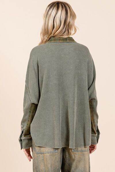 Mittoshop Mineral Washed Plaid Button Down Shacket - Hovatok