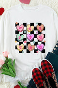 Valentine's Day Checkered Heart Long Sleeve Sweatshirt - Hovatok
