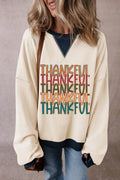 THANKFUL Round Neck Long Sleeve Sweatshirt - Hovatok