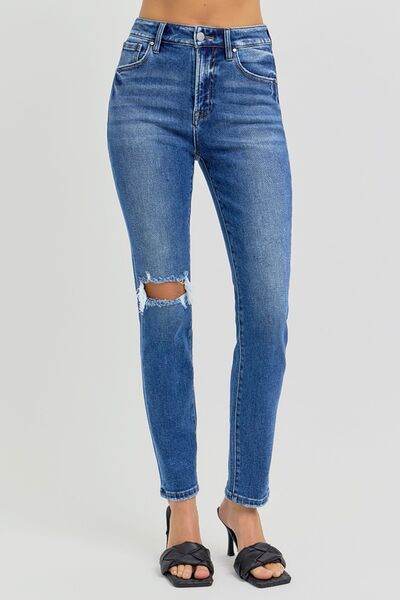 RISEN Full Size High Rise Ankle Skinny Knee Distressed Jeans - Hovatok