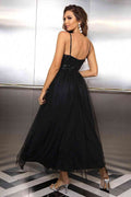 Spaghetti Strap Slit Mesh Dress - Hovatok
