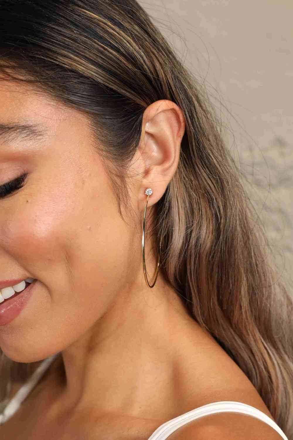Adored 925 Sterling Silver Moissanite Hoop Earrings - Hovatok