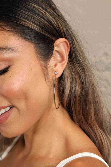 Adored 925 Sterling Silver Moissanite Hoop Earrings - Hovatok