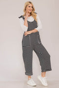 Celeste Full Size Striped Scoop Neck Overalls with Pockets - Hovatok
