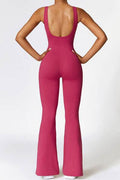 Basic Bae Sleeveless Bootcut Slit Active Jumpsuit - Hovatok