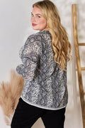 Hailey & Co Full Size Snakeskin V-Neck Long Sleeve Top - Hovatok