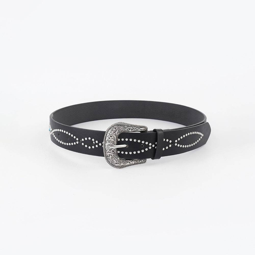 PU Leather Rhinestone Belt - Hovatok