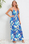 Printed Surplice Maxi Cami Dress - Hovatok