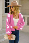 Angel Wings Floral Open Front Fuzzy Cardigan - Hovatok