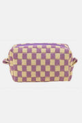 Zenana Checkered Pattern Knitted Cosmetic Pouch - Hovatok