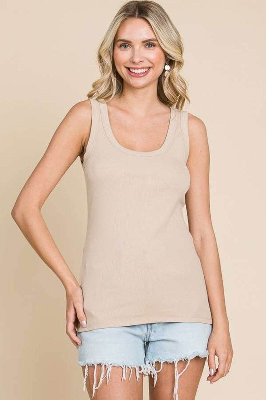 Culture Code Full Size Ribbed Scoop Neck Tank - Hovatok
